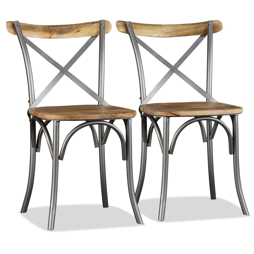 

vidaXL Eetkamerstoelen massief mangohout en stalen rugleuning 4 st