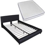 vidaXL Bed with Memory Foam Mattress Queen Size Black