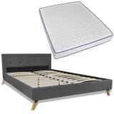 vidaXL Bed with Memory Foam Mattress Queen Size Dark Grey