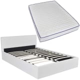 vidaXL Bed with Memory Foam Mattress Double Size White