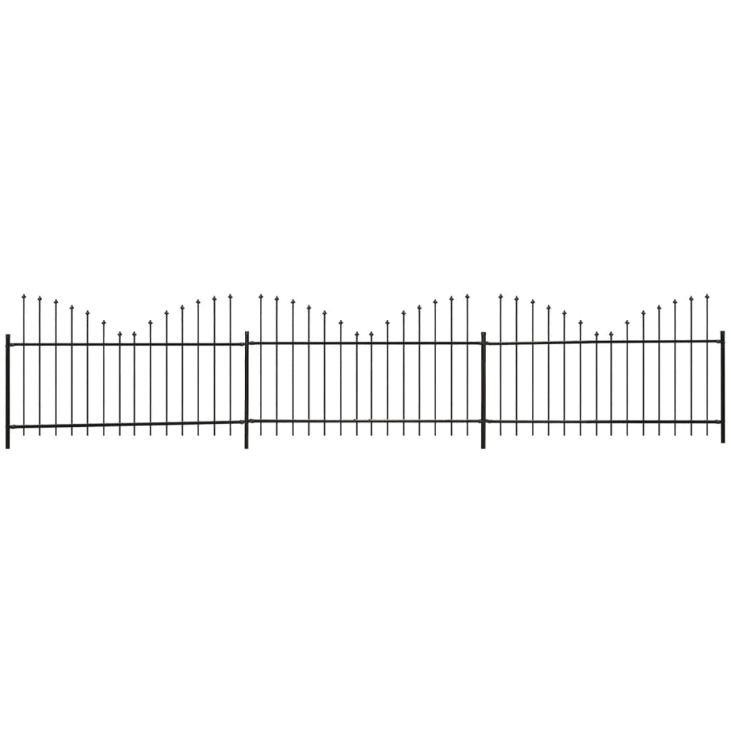 Puutarha-aita keihäänkärjillä teräs (075-1)x6 m musta