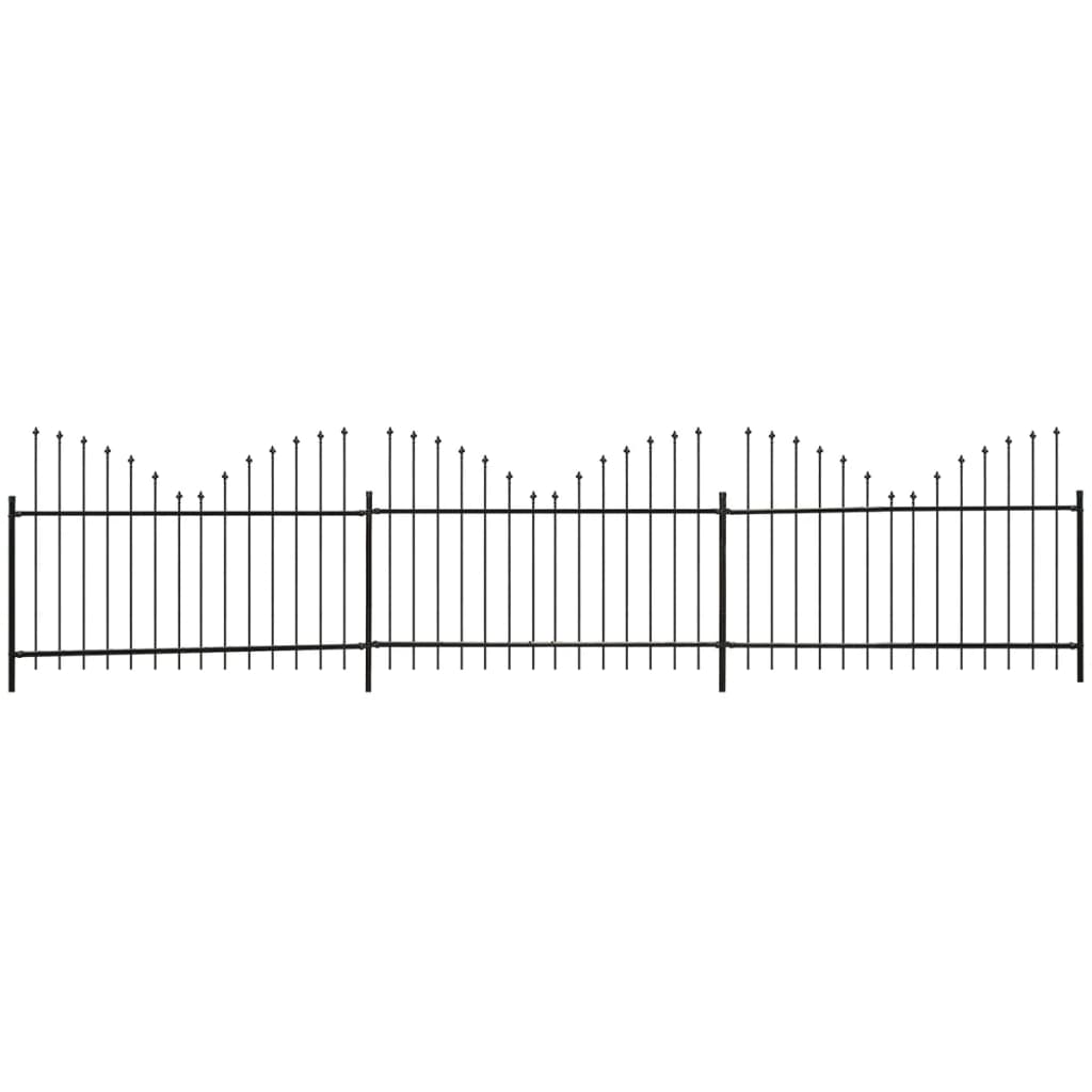 Puutarha-aita keihäänkärjillä teräs (1-125)x6 m musta