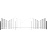 vidaXL fekete, kifordított lándzsahegy acélkerítés (1,25-1,5) x 6 m