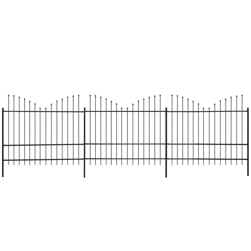 Puutarha-aita keihäänkärjillä teräs (15-175)x6 m musta