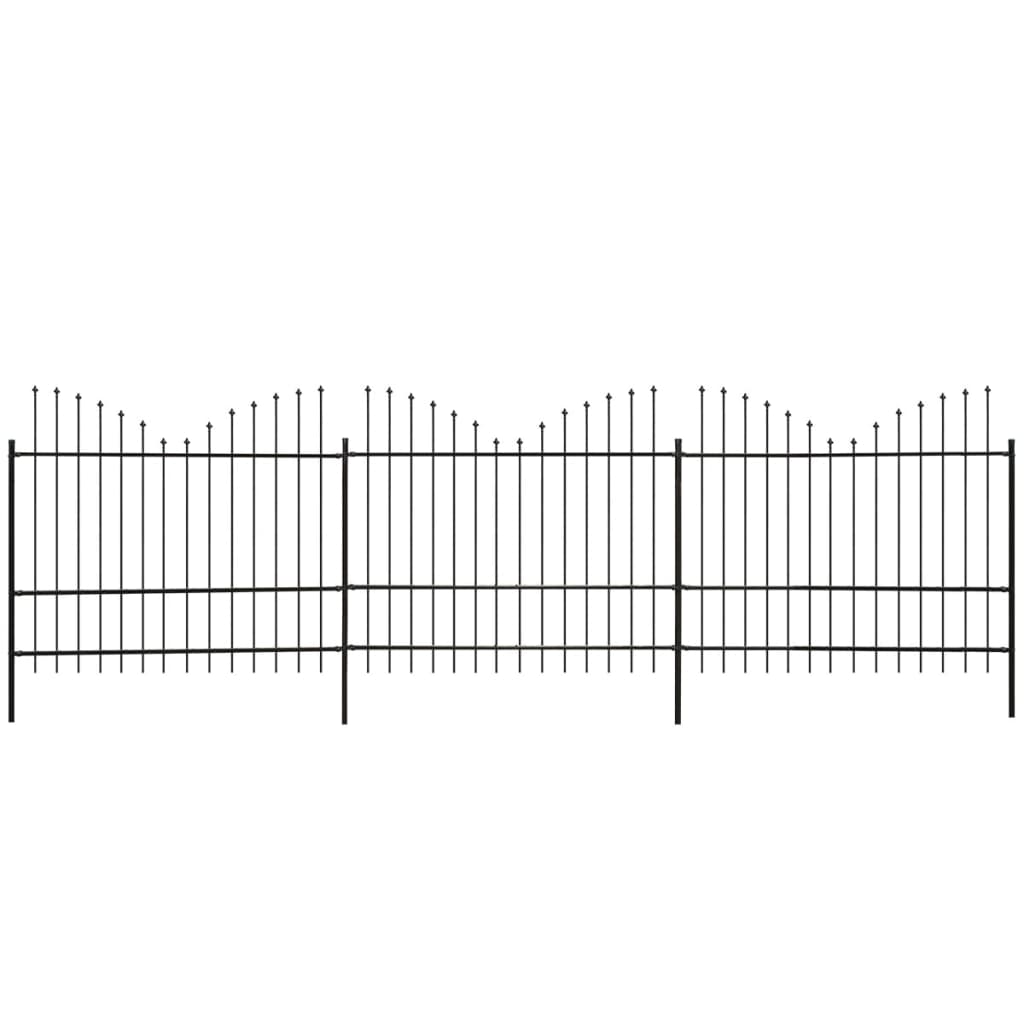 Puutarha-aita keihäänkärjillä teräs (175-2)x6 m musta