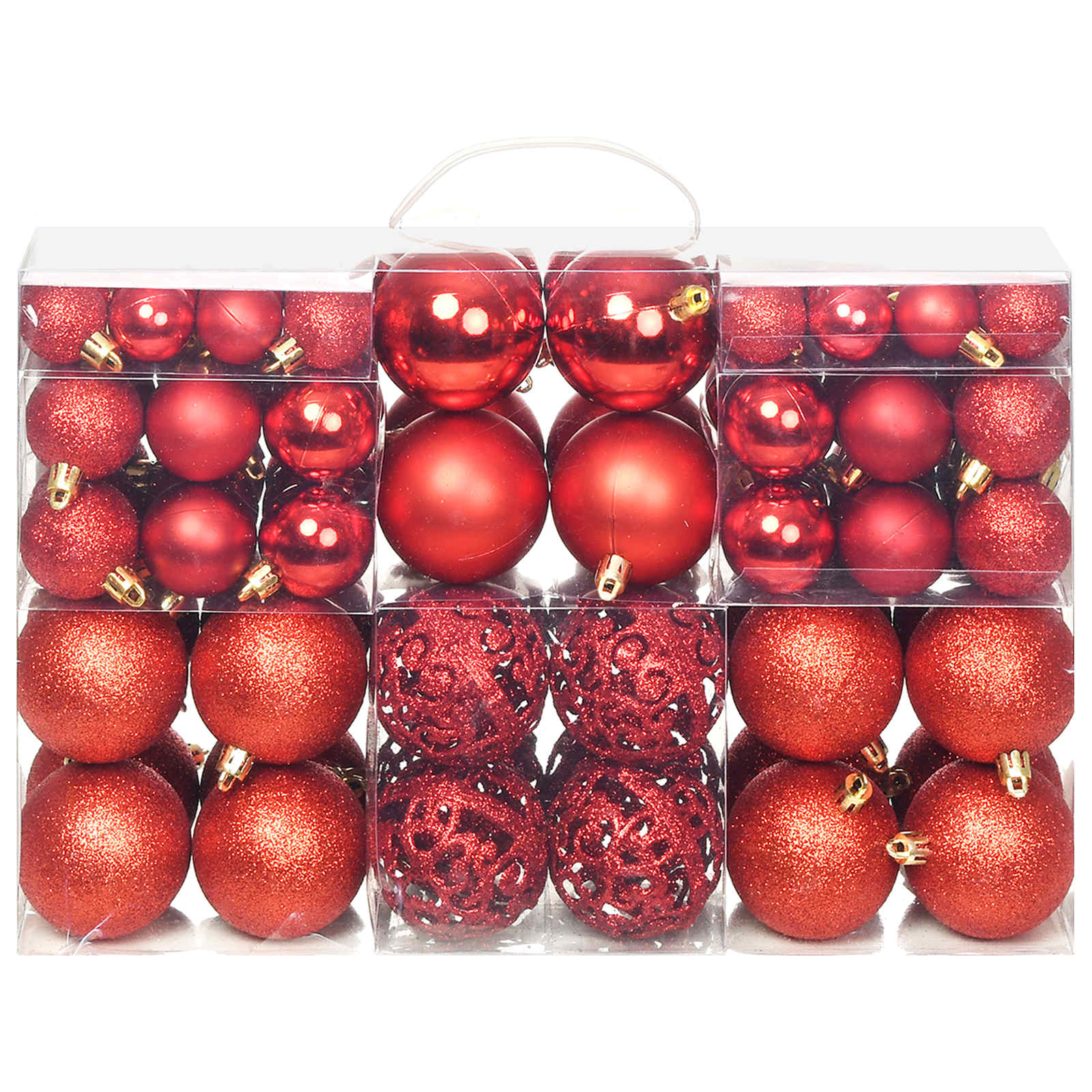 vidaXL 100-tlg. Weihnachtskugel-Set 3/4/6 cm Rot – Bild 3