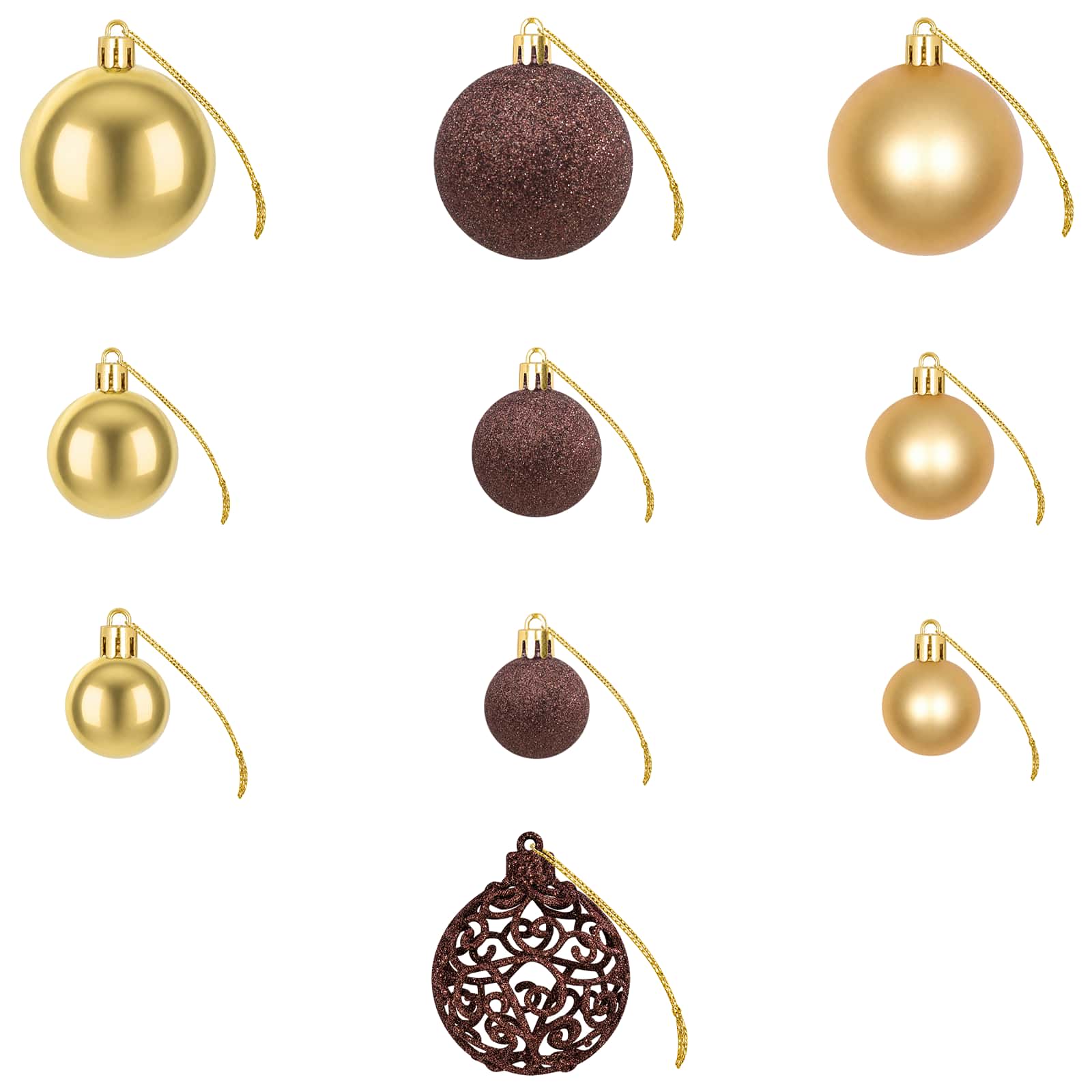 vidaXL 100-delige Kerstballenset 3/4/6 cm bruin/bronskleur/goudkleurig, foto 4
