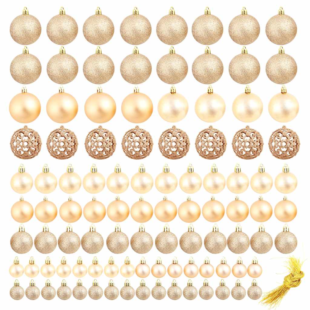 vidaXL - 100-delige - Kerstballenset - 3/4/6 - cm - rose/goudkleurig