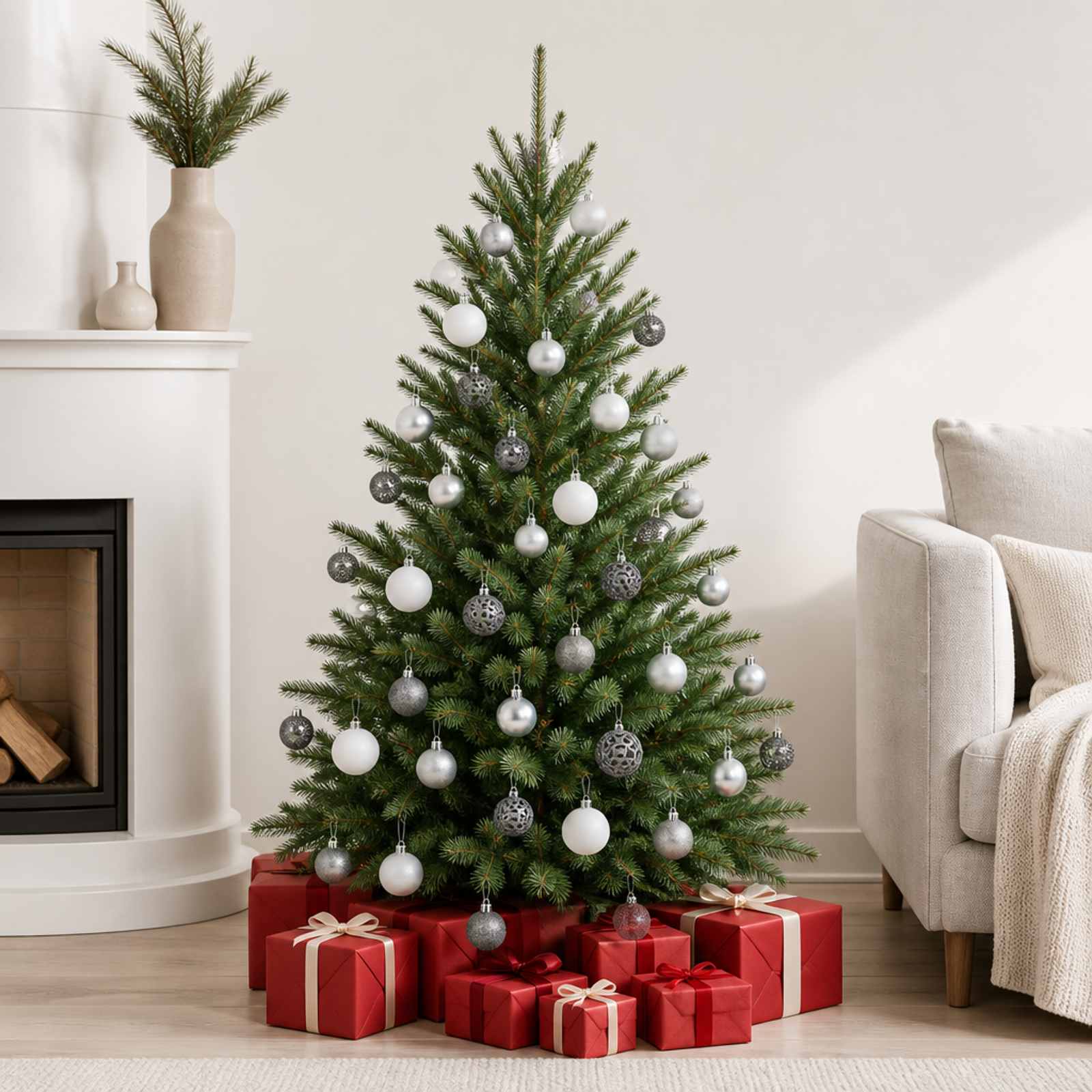 vidaXL 100-tlg. Weihnachtskugel-Set 3/4/6 cm Weiß/Grau vidaXL 100-tlg. Weihnachtskugel-Set 3/4/6 cm Weiß/Grau