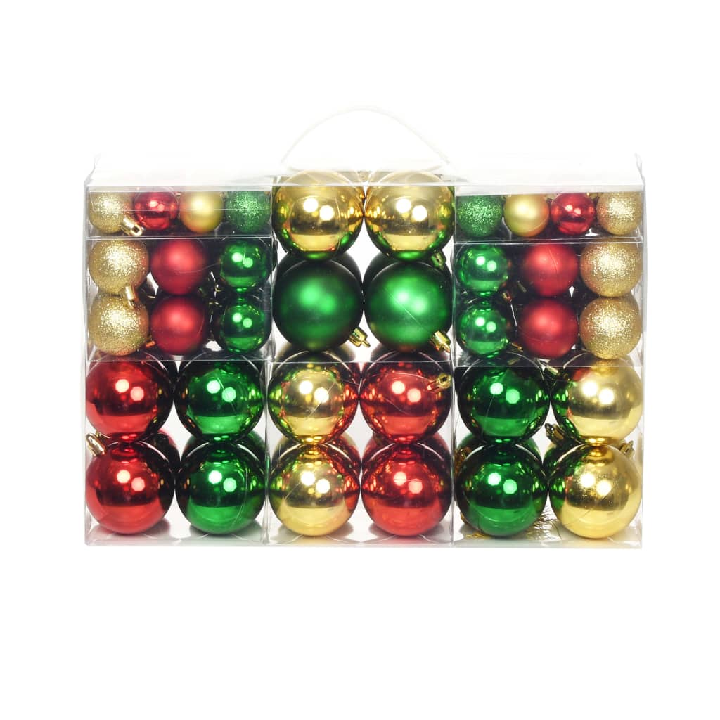 Globuri de Crăciun, 100 buc., roșu/auriu/verde