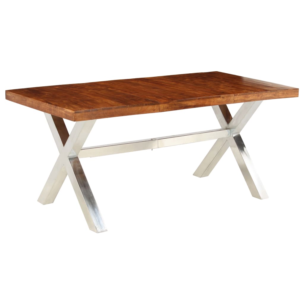 Blagovaonski stol od masivnog drva s obradom od šišama 180 x 90 x 76 cm