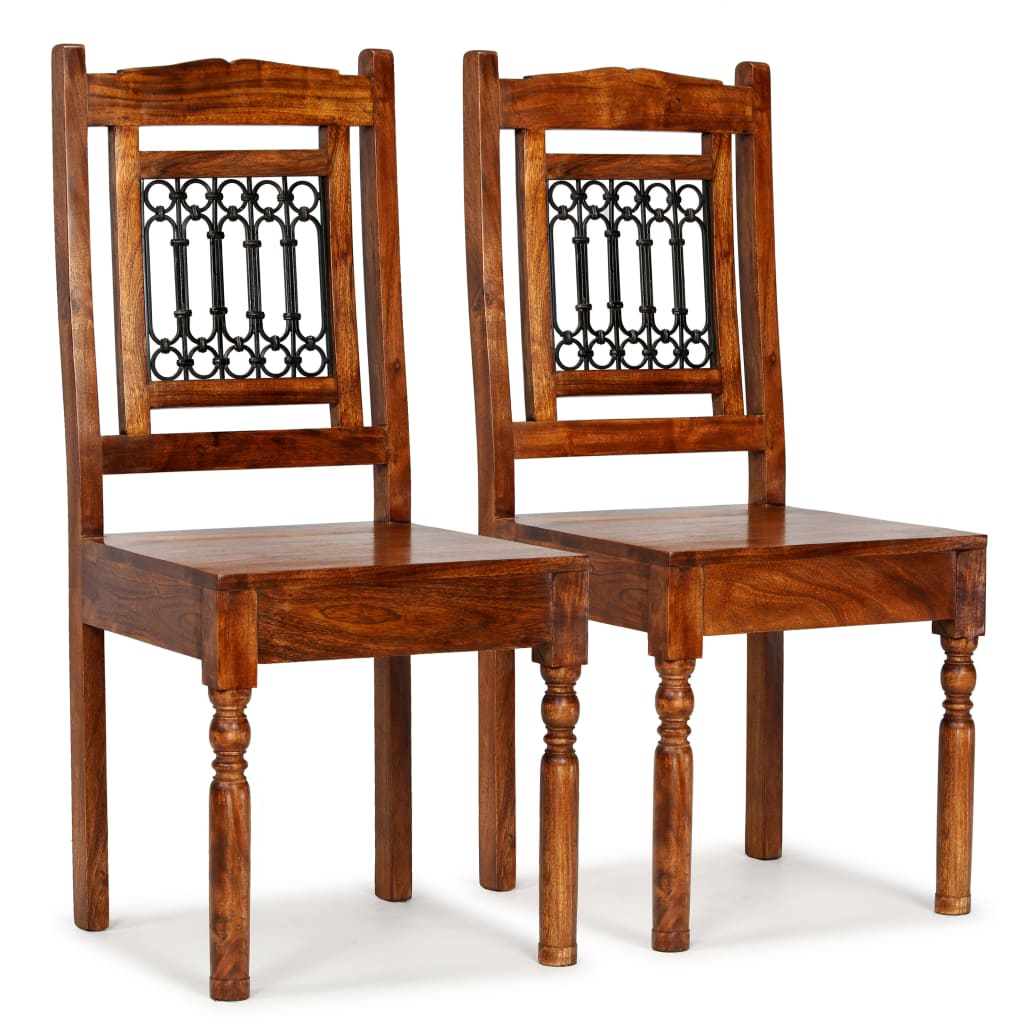 Vidaxl Dining Chairs 2 Pcs Solid Wood With Sheesham Finish Classic