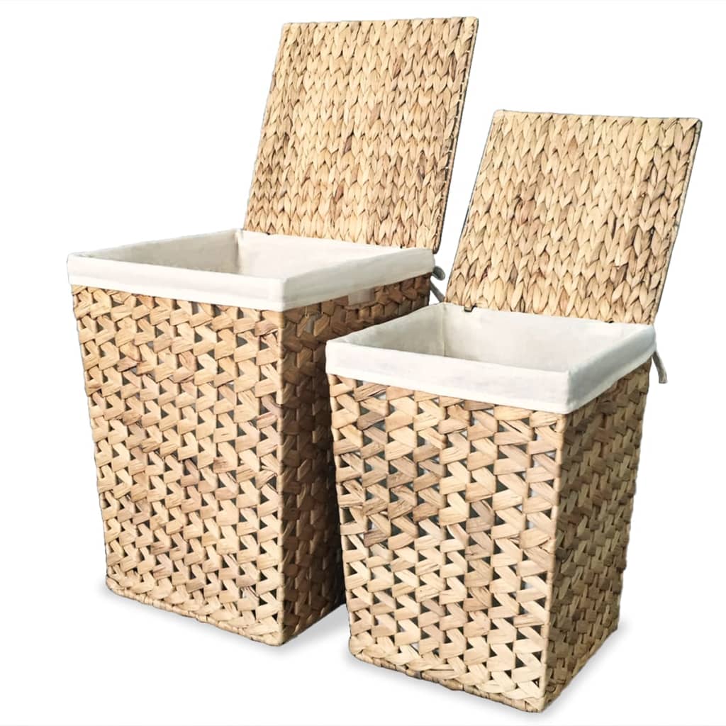 Image of vidaXL Laundry Basket Set 2 Pieces Water Hyacinth