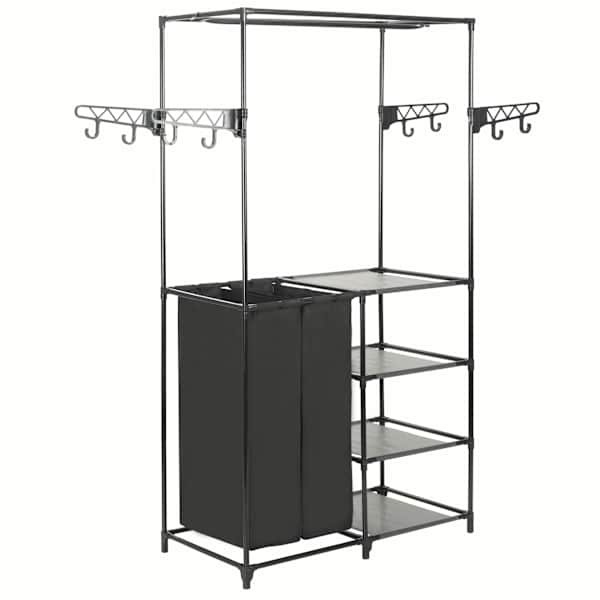 vidaXL riidenagi, teras ja mittekootud kangas, 87 x 44 x 158 cm, must