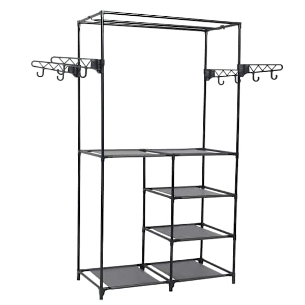 vidaXL riidenagi, teras ja mittekootud kangas, 87 x 44 x 158 cm, must
