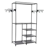 vidaXL Kledingrek 87x44x158 cm staal en ongeweven stof zwart