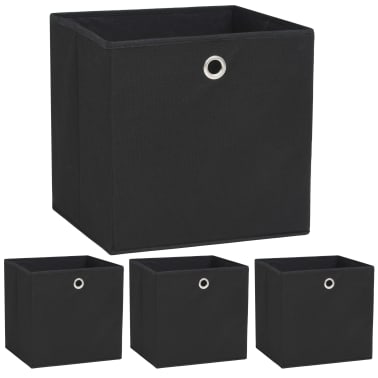 Vidaxl Storage Boxes 4 Pcs Non Woven Fabric 32x32x32 Cm Black Vidaxl Storage Boxes 4 Pcs Non Woven Fabric 32x32x32 Cm Black 1 7