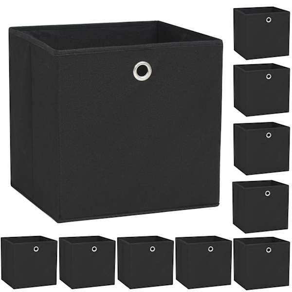 vidaXL mittekootud kangast hoiukastid 10 tk 32 x 32 x 32 cm, must