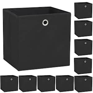 Úložné boxy 10 ks netkaná textilie 32 x 32 x 32 cm černé - obrázek 1