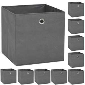 Úložné boxy 10 ks netkaná textilie 32 x 32 x 32 cm šedé - obrázek 1