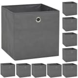vidaXL Förvaringslådor 10 st non-woven tyg 32x32x32 cm grå