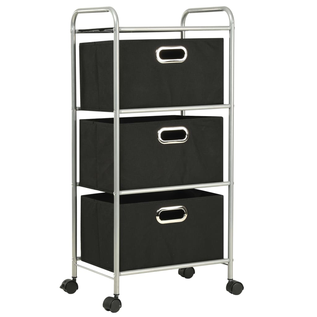 vidaXL Shelving Unit with 3 Storage Boxes Steel and Non-woven Fabric