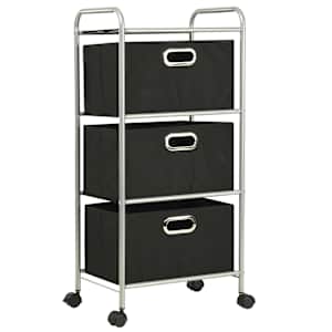 vidaXL Unit&eacute; &agrave; &eacute;tag&egrave;res avec 3 bo&icirc;tes de rangement Acier et tissu