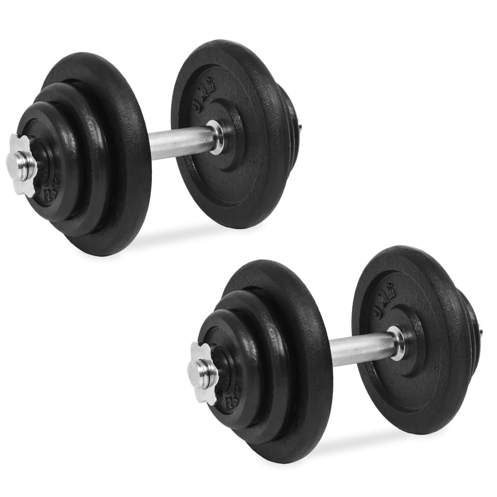 vidaXL hanteļu komplekts, 18 gab., 40 kg, čuguns