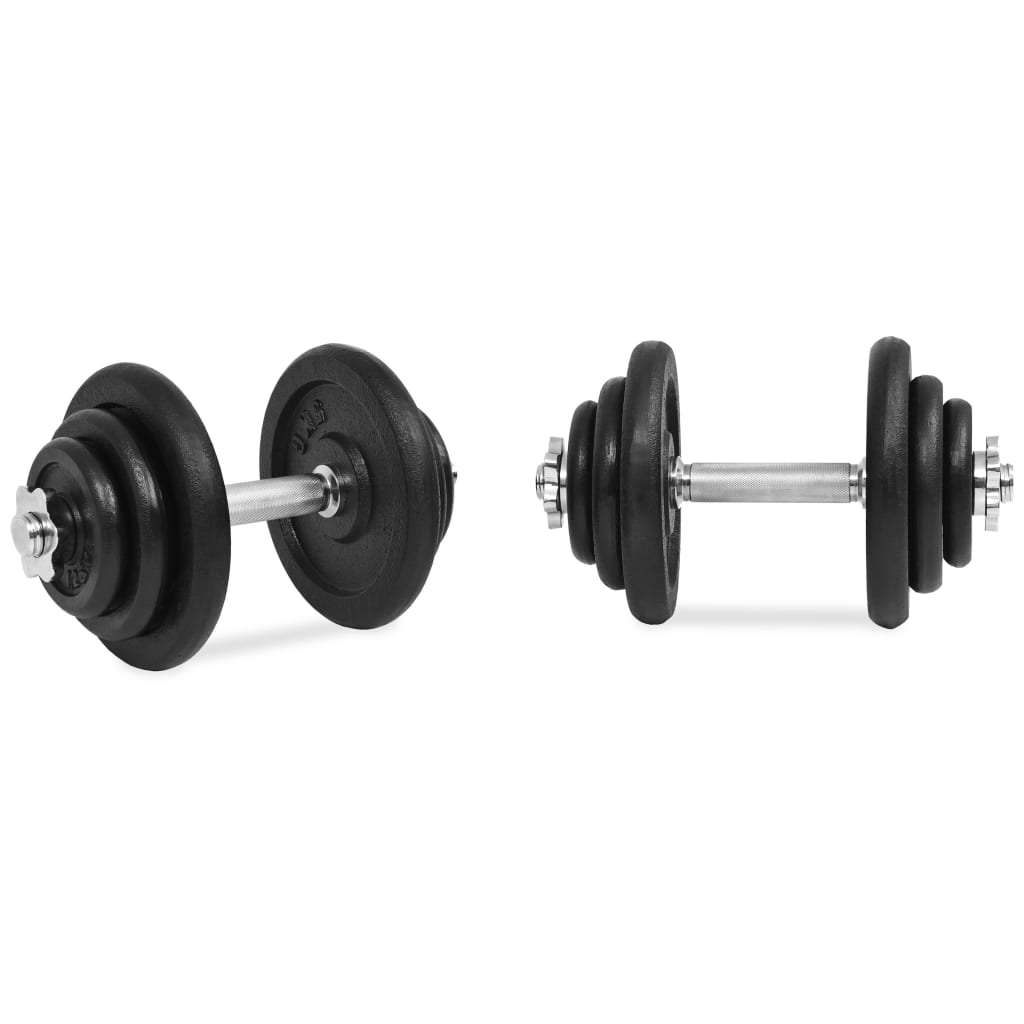 vidaXL 18-delige Halterset 40 kg gietijzer