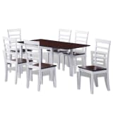 vidaXL Ensemble de salle à manger extensible 7 pcs Marron et blanc