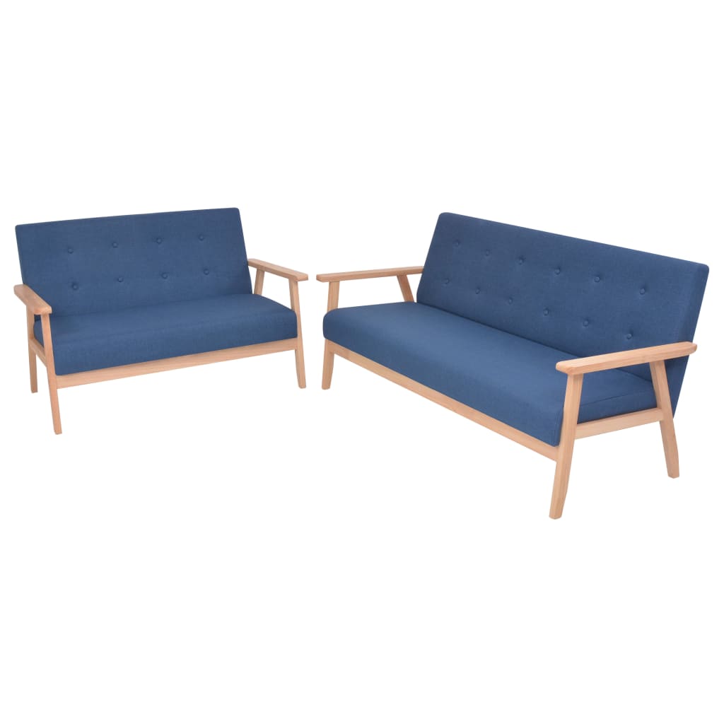 vidaXL Set cu canapele, 2 piese, material textil, albastru vidaXL