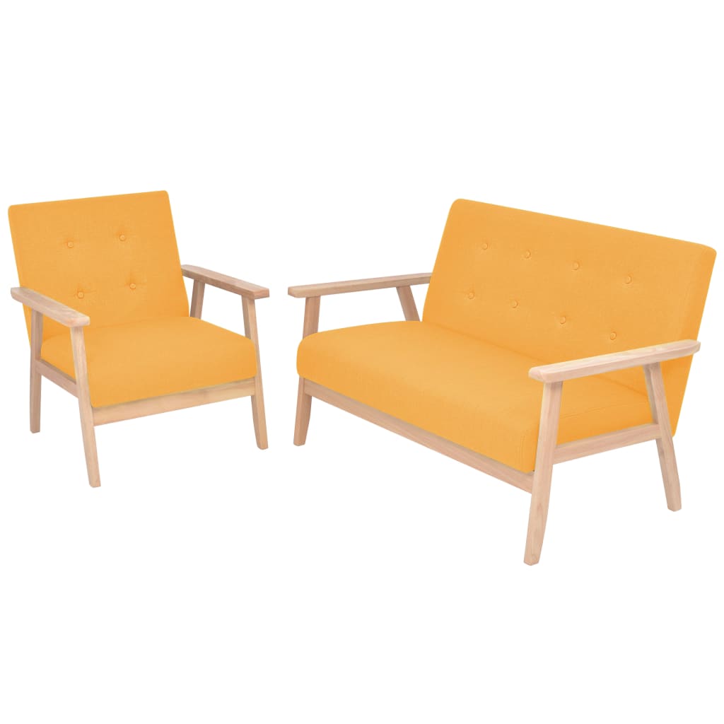 vidaXL Sofa-Set 2-tlg. Stoff Gelb