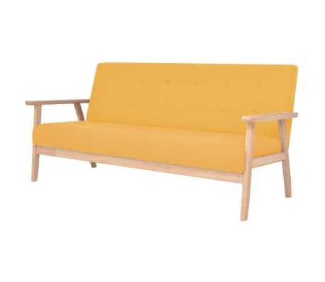 vidaXL Set canapea din 3 piese, material textil, galben