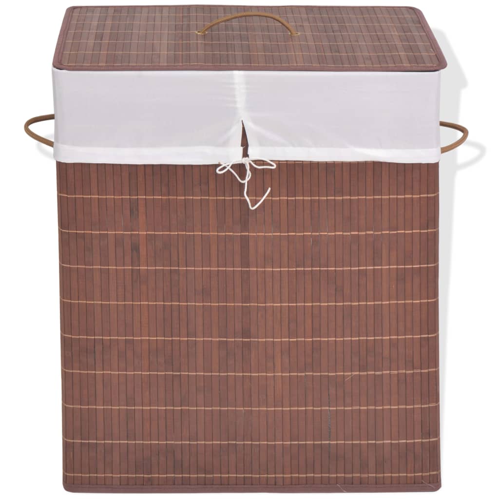 vidaXL vasketøjskurv bambus rektangulær brun