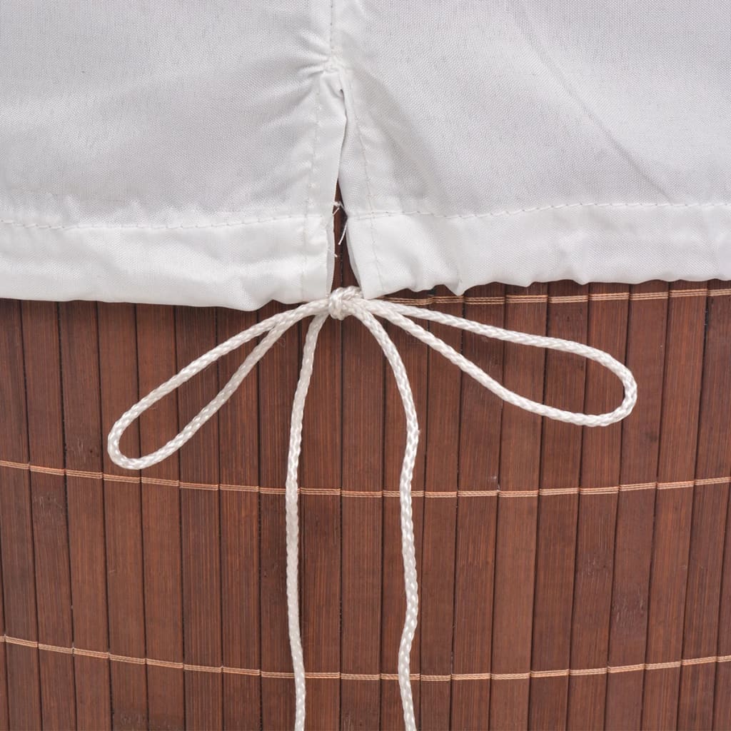 Barna, téglalap alakú bambusz szennyestartó kosár 
