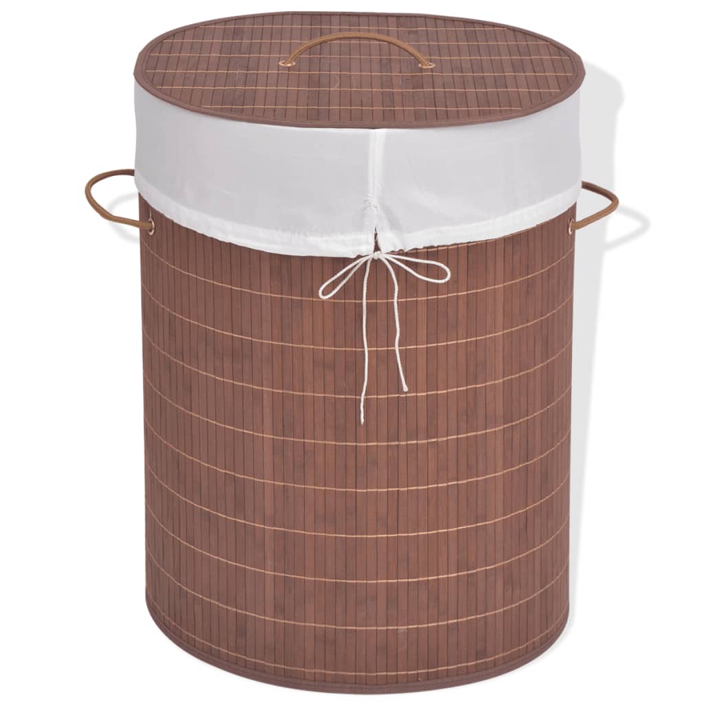 Photos - Laundry Basket / Hamper VidaXL Bamboo Laundry Bin Oval Brown 