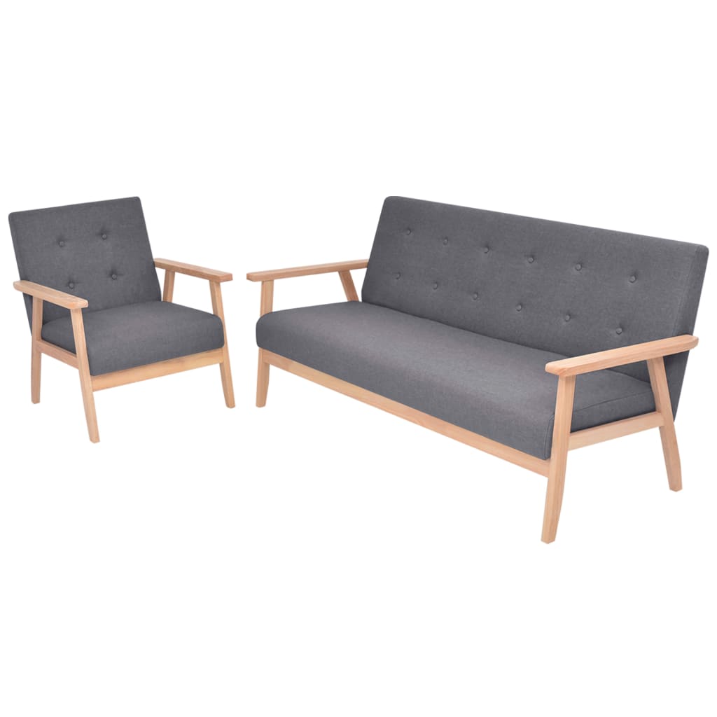 vidaXL Sofa-Set 2-tlg. Stoff Dunkelgrau