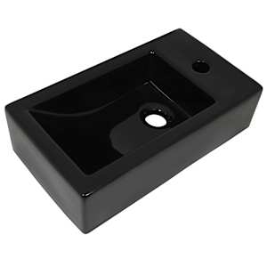 vidaXL keraamiline valamu kraaniavaga kandiline must 46x25,5x12 cm