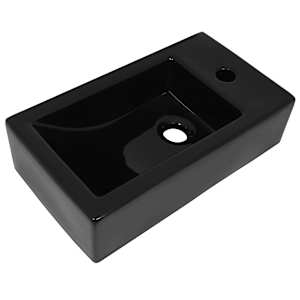Umyvadlo otvor na baterii obdélník keramika černé 46x25,5x12 cm - obrázek 2