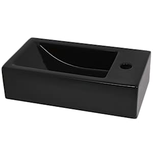Umyvadlo otvor na baterii obdélník keramika černé 46x25,5x12 cm - obrázek 4