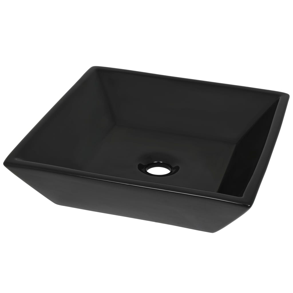 Waschbecken Keramik Quadratisch Schwarz 41,5 x 41,5 x 12 cm