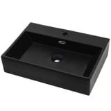 vidaXL fekete kerámia mosdó csaptelep furattal 60,5 x 42,5 x 14,5 cm