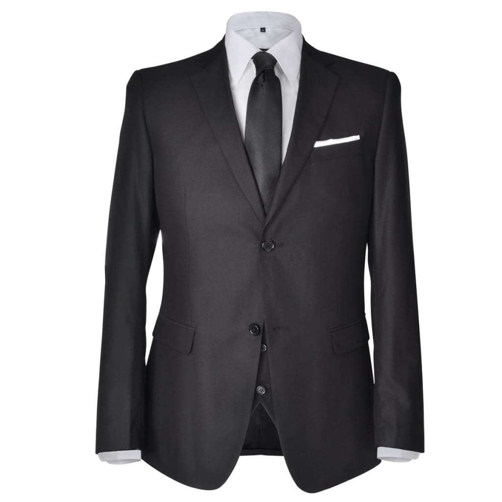 vidaXL Мъжки бизнес костюм, 3 части, размер 56, черен