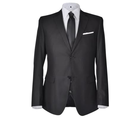vidaXL Vyriškas verslo kostiumas, 3d., juodas, 56 dydis
