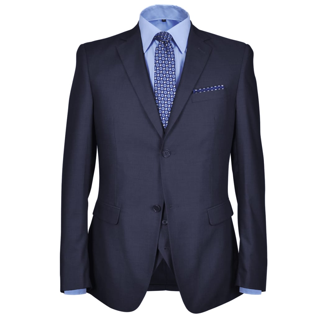 vidaXL 3 Piece Men's Business Suit Size 56 Navy Blue