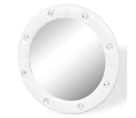 vidaXL Miroir mural Cuir artificiel 40 cm Blanc brillant