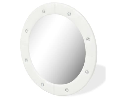vidaXL Nástěnné zrcadlo z umělé kůže 60 cm lesklé bílé