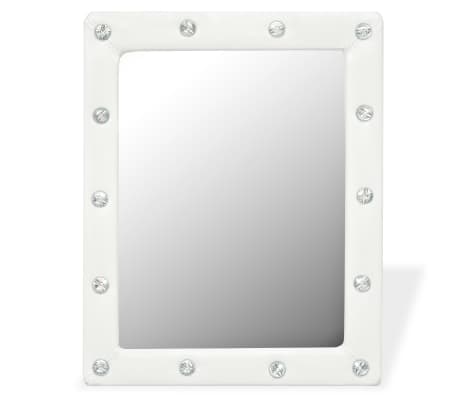 vidaXL sienas spogulis, 40x50 cm, mākslīgā āda, spīdīgi balts