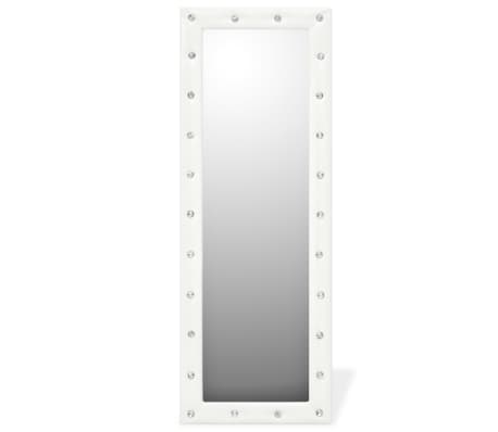 vidaXL Specchio da Parete in Pelle Sintetica 50x140 cm Bianco Lucido