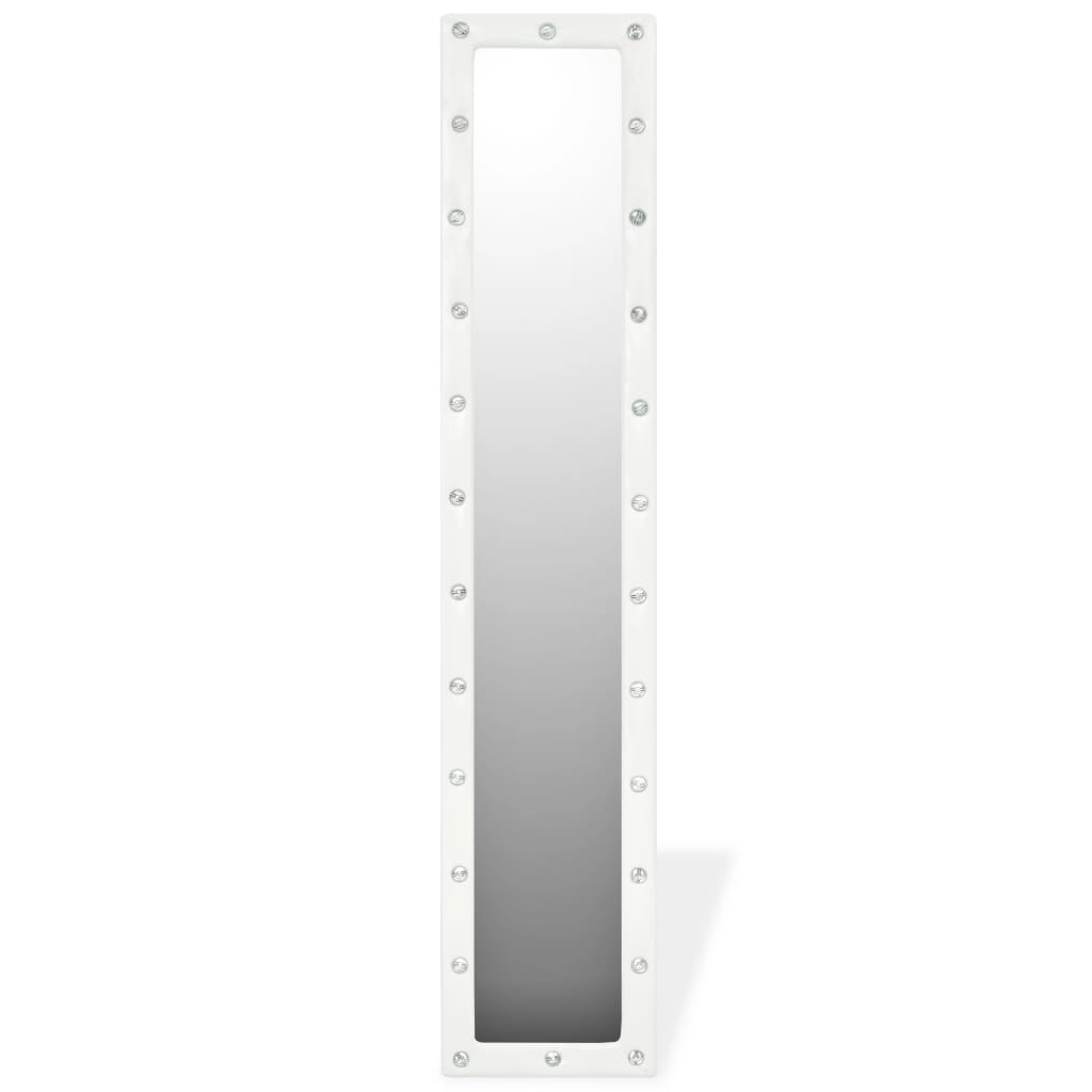 vidaXL Freestanding Mirror Artificial Leather 30x150 cm Glossy White